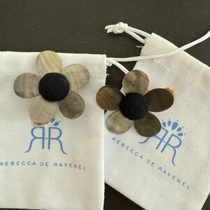 Rebecca de Ravenel Mother of Pearl and silk cord flower earrings